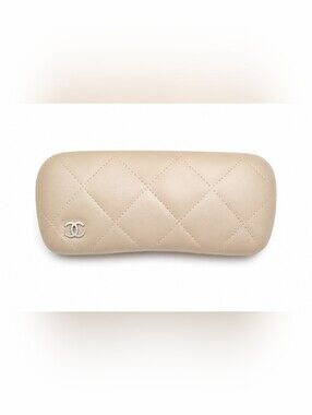 Chanel Quilted Cream Eye Glass Case